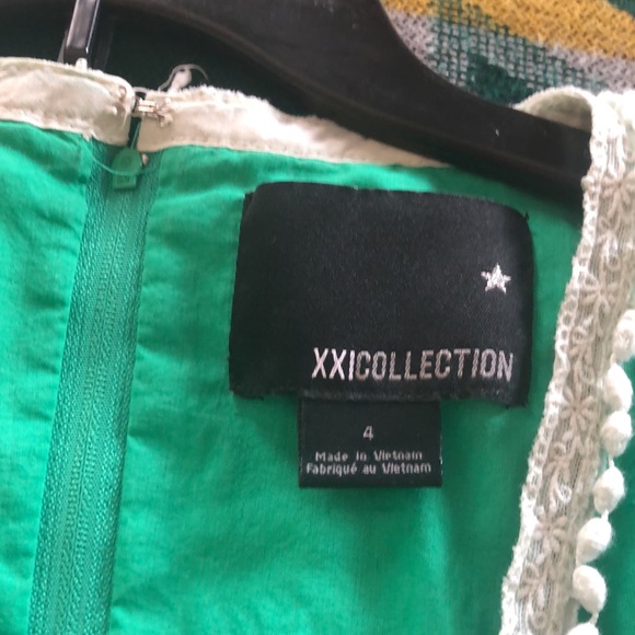 Forever 21 Green Eyelet & Pom Pom Dress Sleeveless - Picture 2 of 4